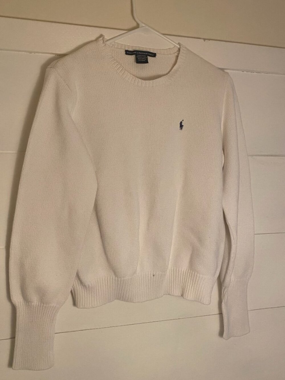 Ralph Lauren Golf Ivory Cotton Crewneck Sweater Size Large - Picture 2 of 6